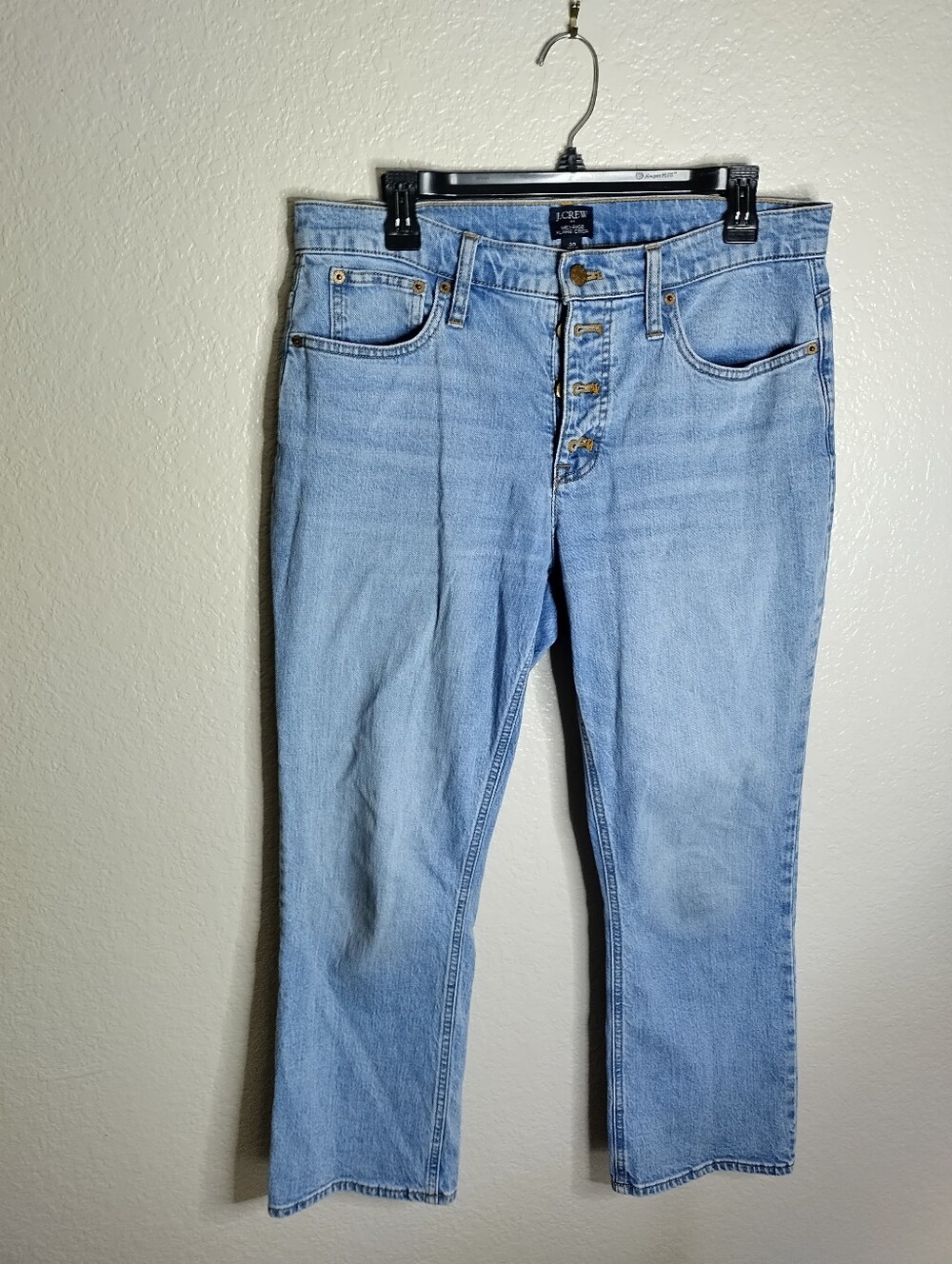 J. Crew Mid Rise Flare Crop Button Down Jeans Sz 31